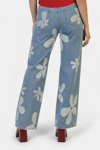 Floral printed jeans