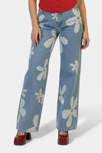Floral printed jeans