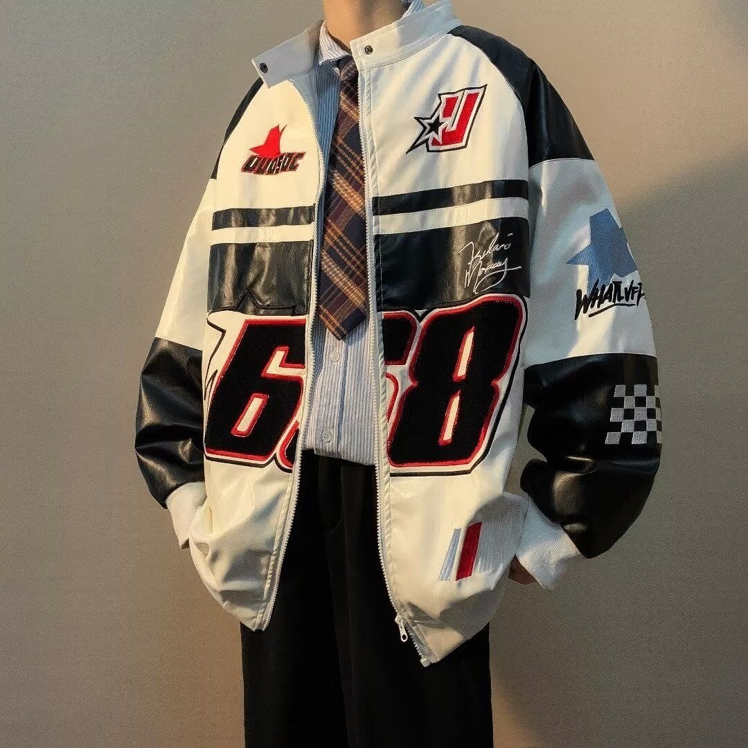 M&M y2k Streetwear Vintage Racing Jacket selling | Retro Nascar inspired Bomber Racer Jacket | Streetwear Oversized Jacket | 2022 Fashion Jacket