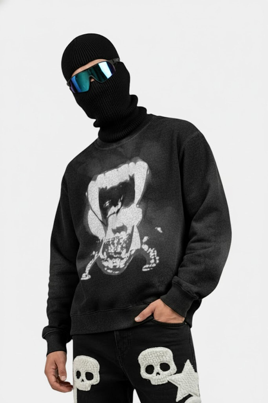 Black and white knit sweater - y2k streetwear