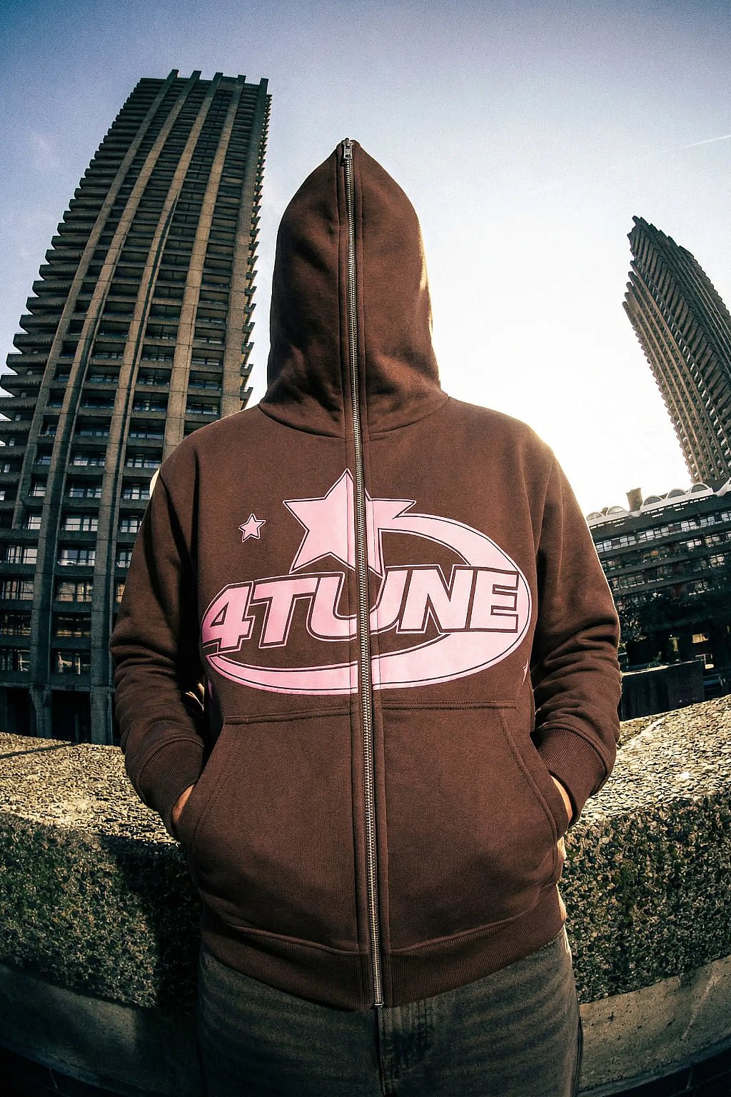 Brown full zip hoodie - y2k streetwear