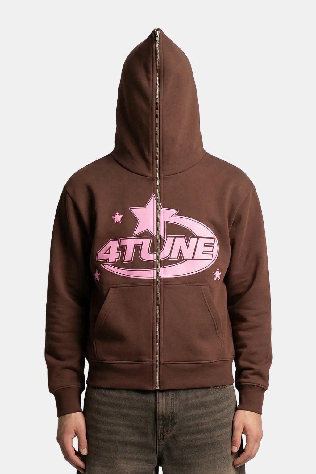 Brown full zip hoodie - y2k streetwear