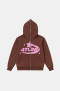 Brown full zip hoodie - y2k streetwear
