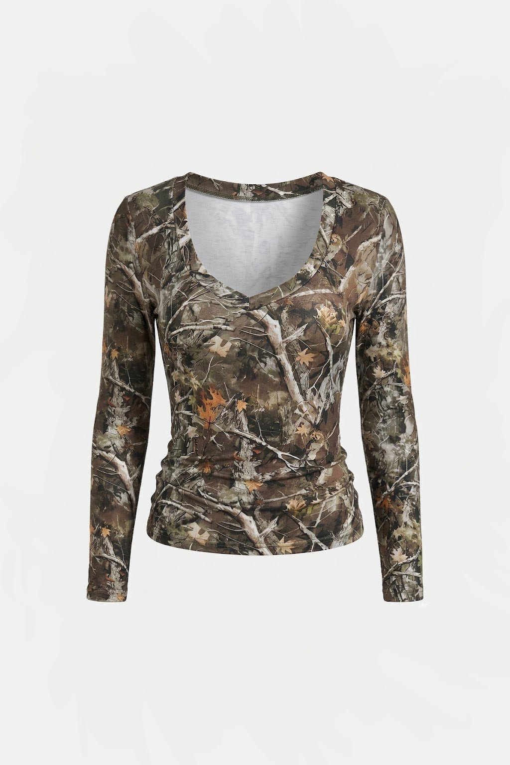 Camo long sleeve crop top - y2k streetwear
