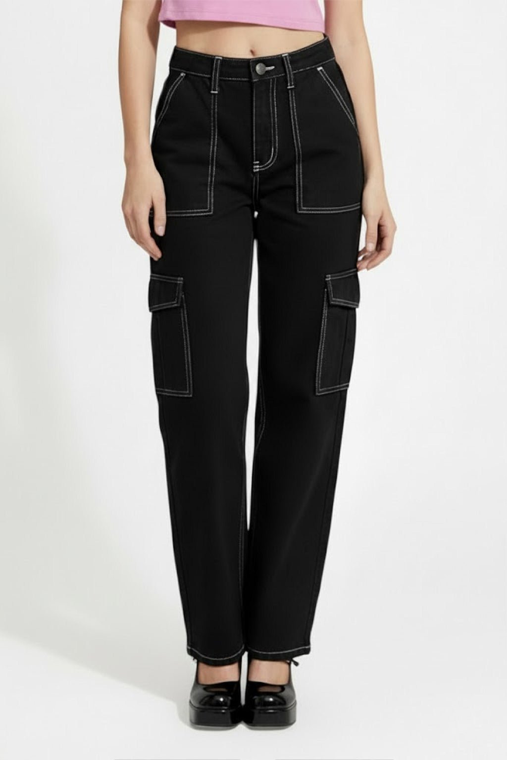 Cargo noir avec couture blanche - y2k streetwear