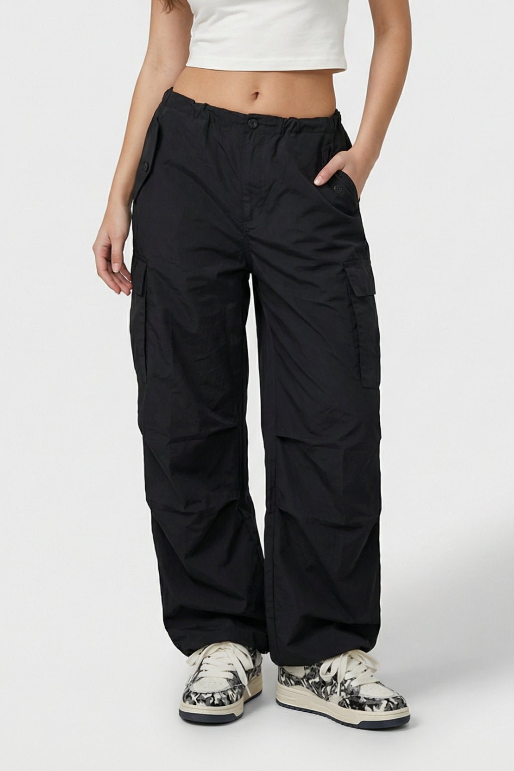 Cargo parachute noir - y2k streetwear