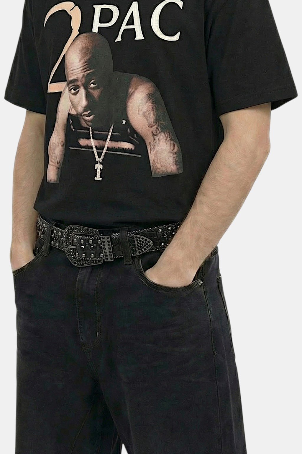 Ceinture strass noir - y2k streetwear