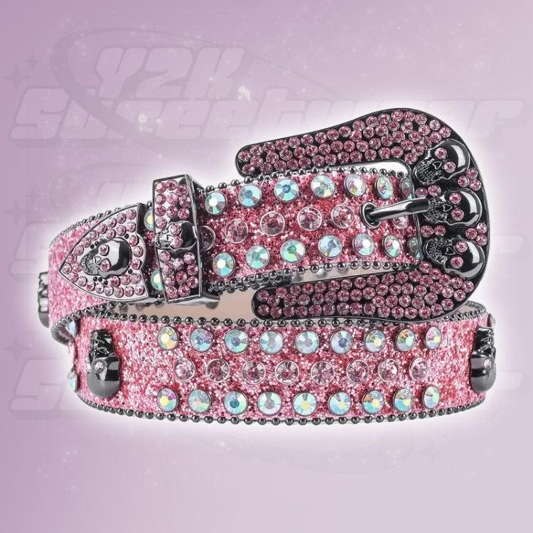 Ceinture strass rose - y2k streetwear