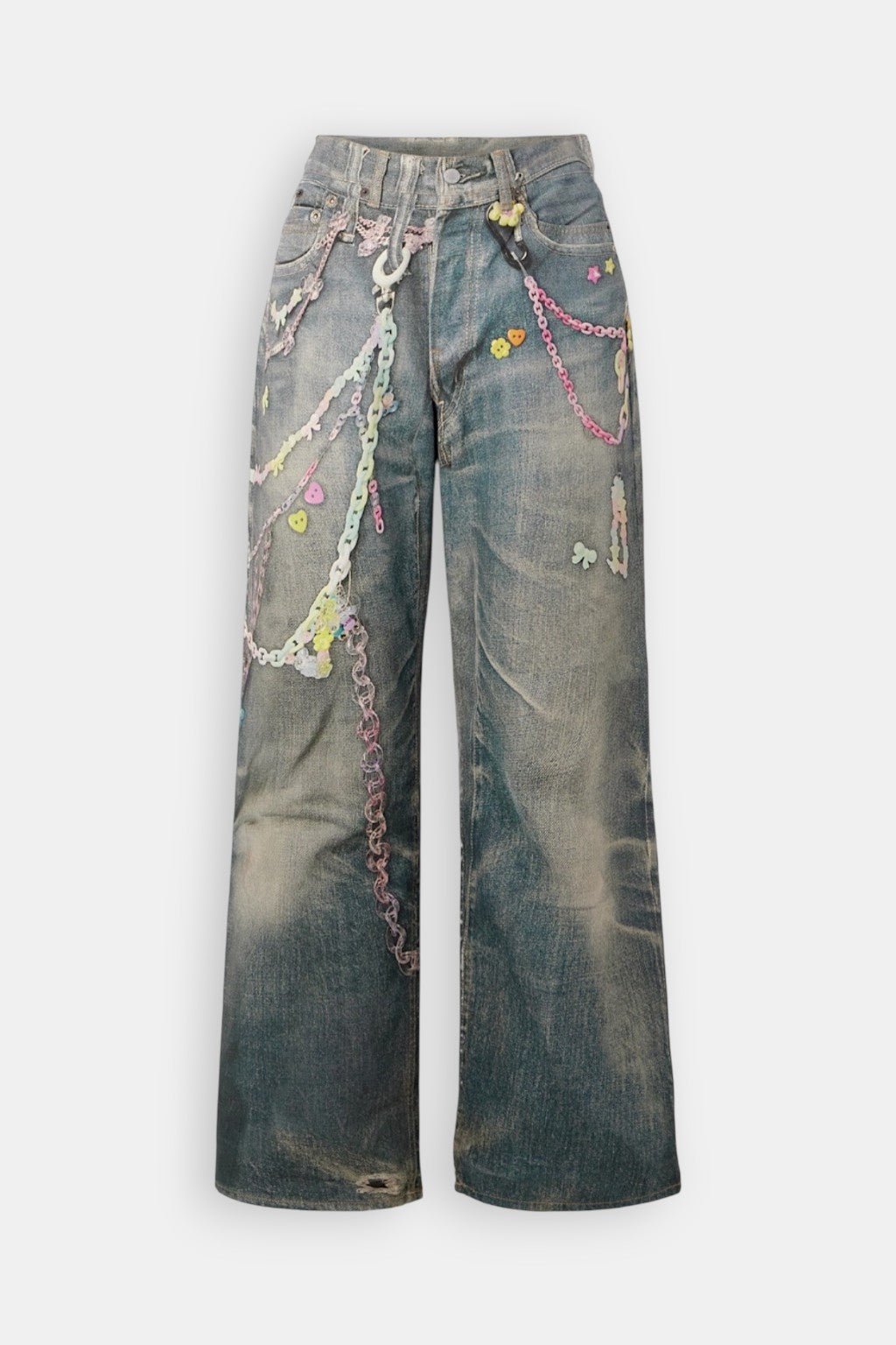 Chain print jeans - y2k streetwear