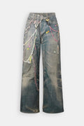 Chain print jeans - y2k streetwear