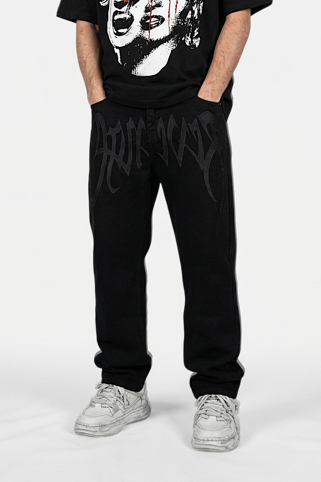 Custom black jeans - y2k streetwear