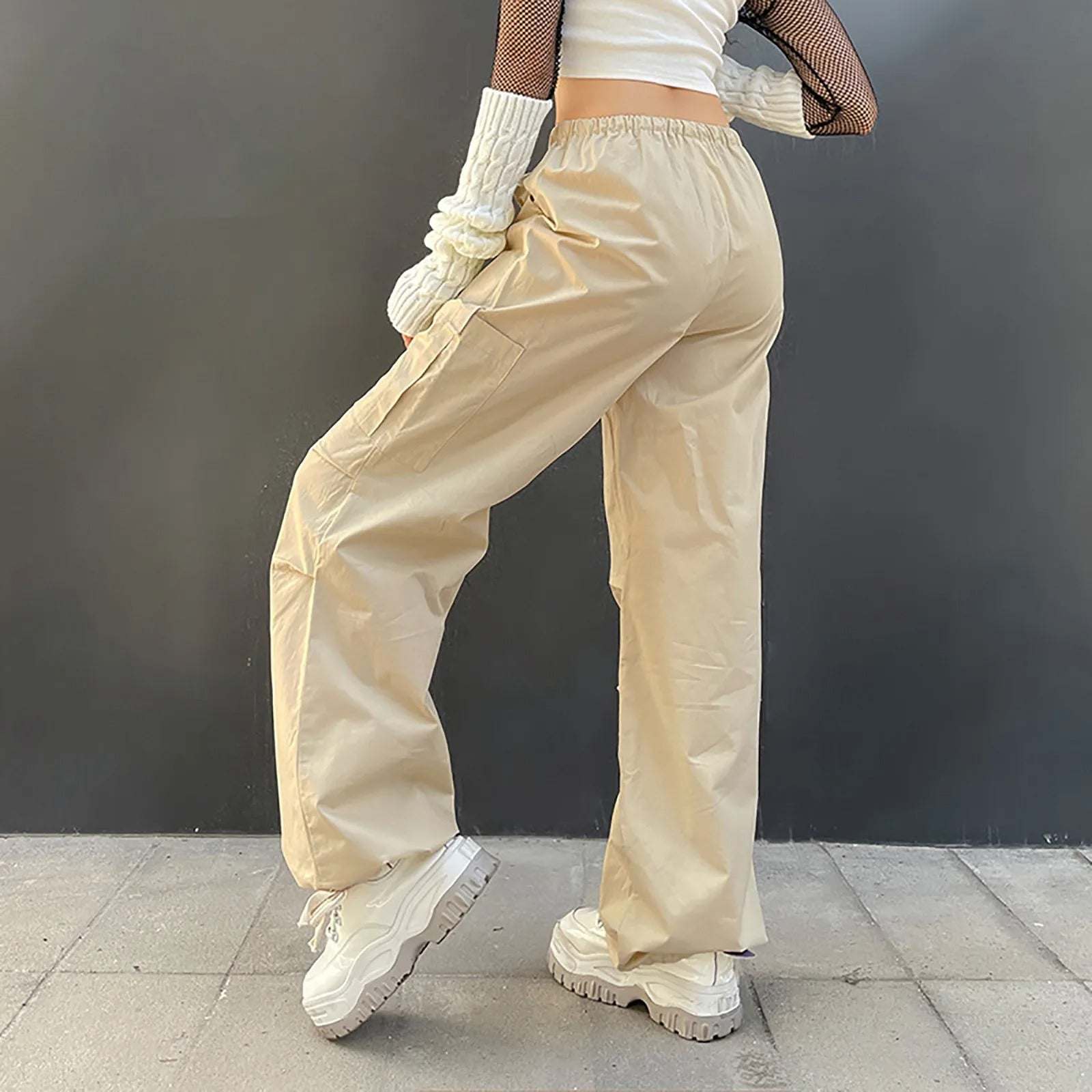 Beige parachute pants | Y2K Streetwear | y2k streetwear