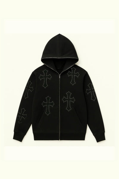 Rhinestone cross hoodie | Y2K Streetwear | y2k streetwear