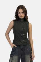 Gilet jean sans manches - y2k streetwear
