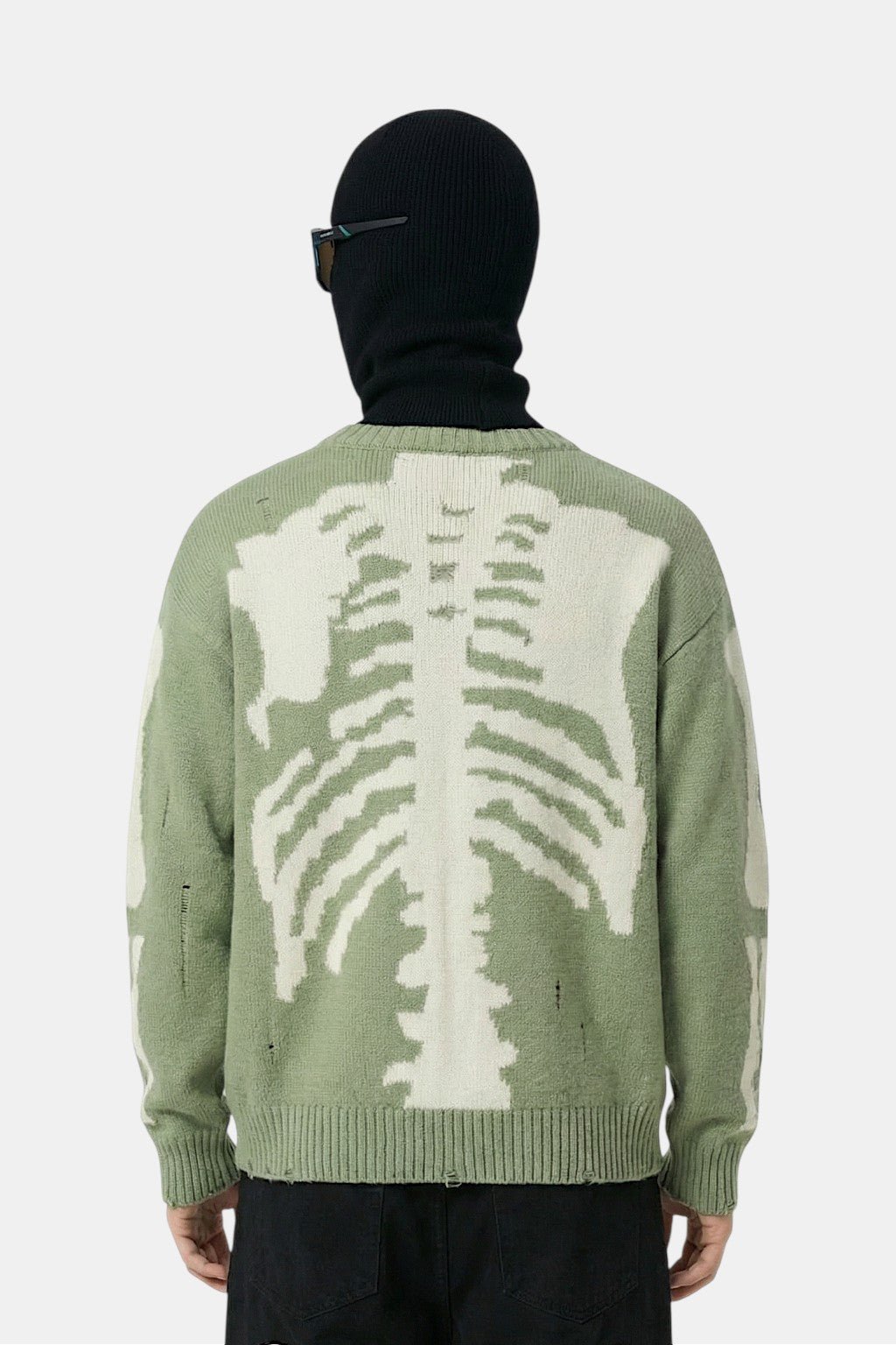 Green skeleton sweater - y2k streetwear