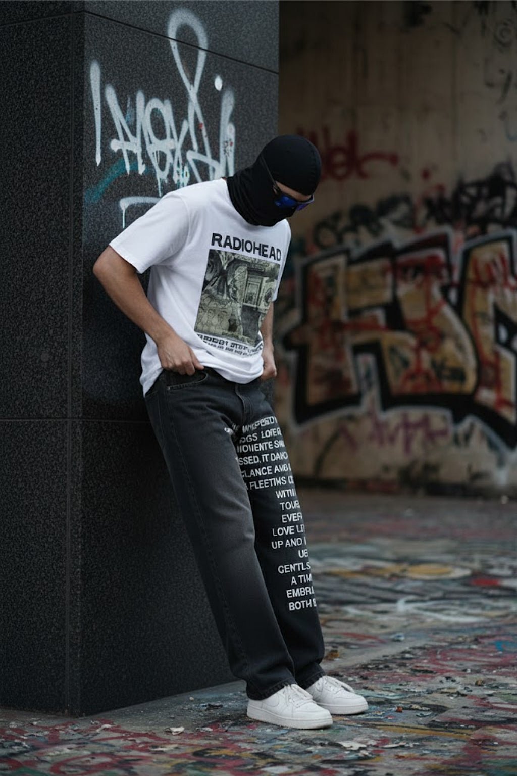 Jean avec ecriture devant - y2k streetwear