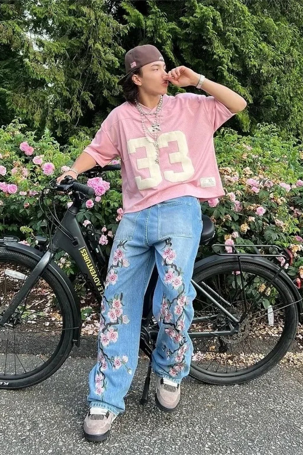 Jean cherry blossom - y2k streetwear