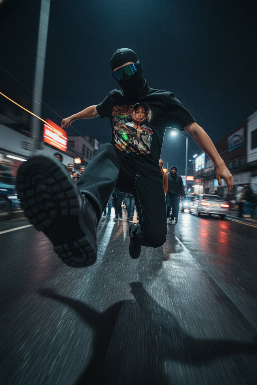 Jean noir couture blanche - y2k streetwear