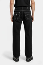 Jean noir couture blanche - y2k streetwear