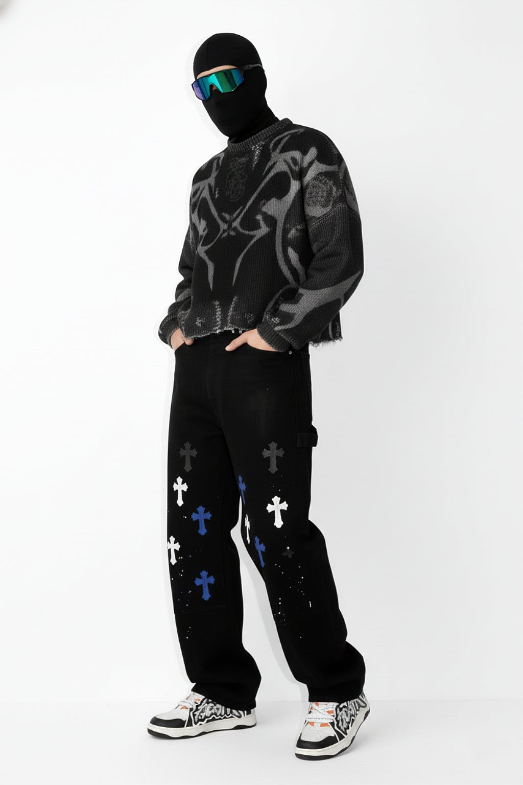 Jeans custom croix - y2k streetwear