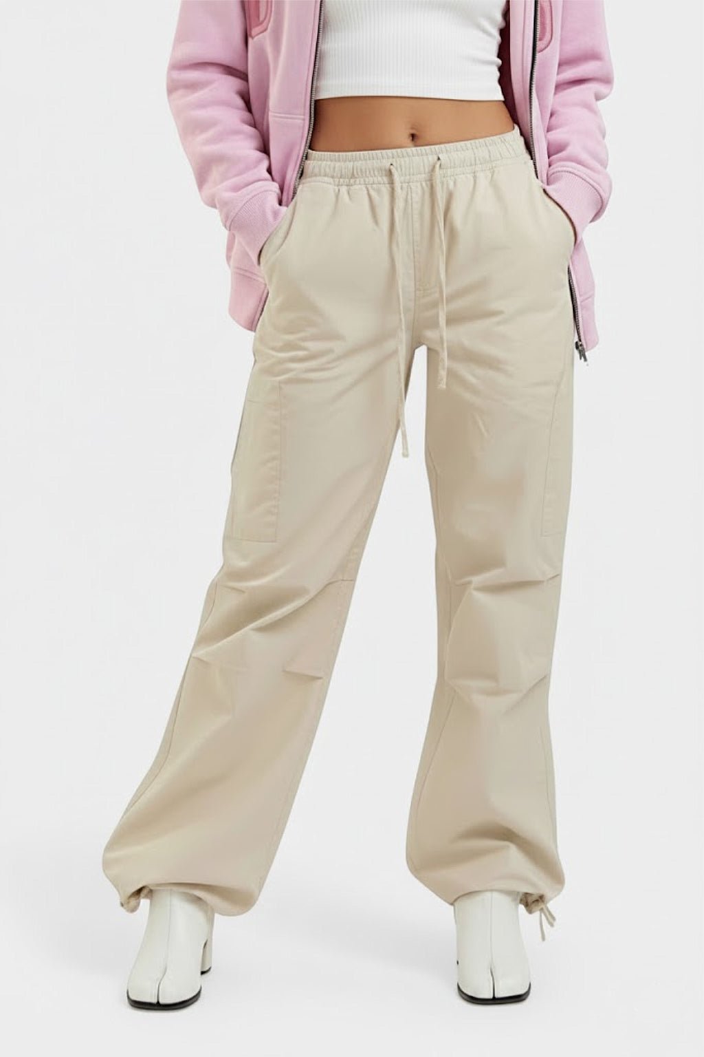 Pantalon parachute beige - y2k streetwear
