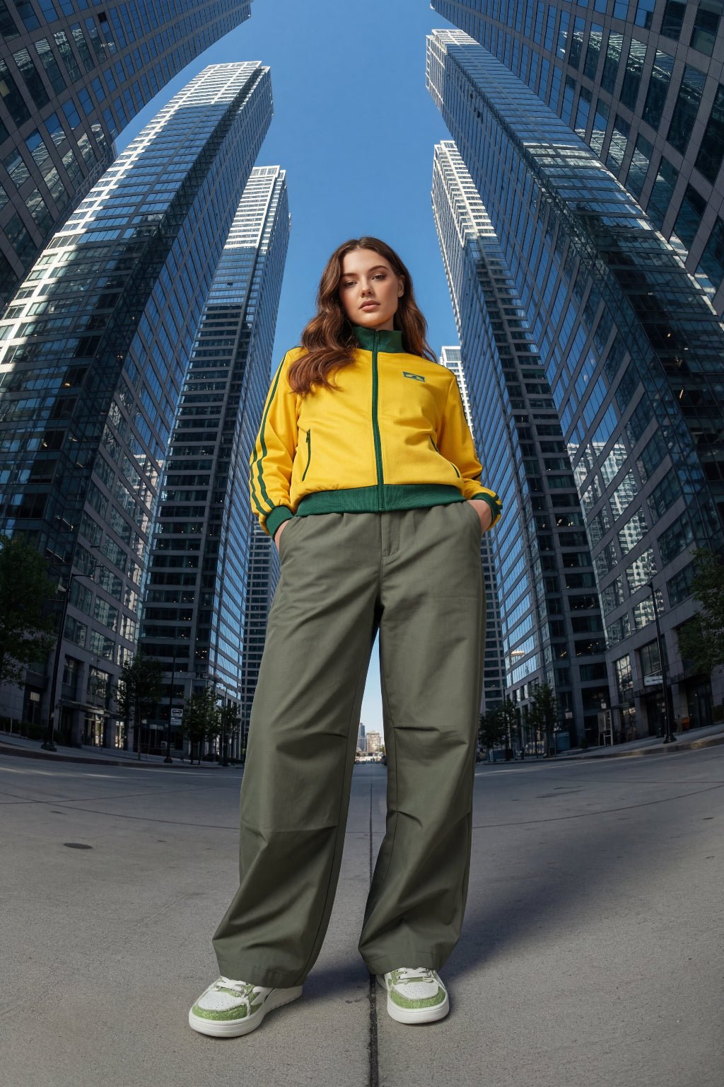 Pantalon parachute kaki - y2k streetwear