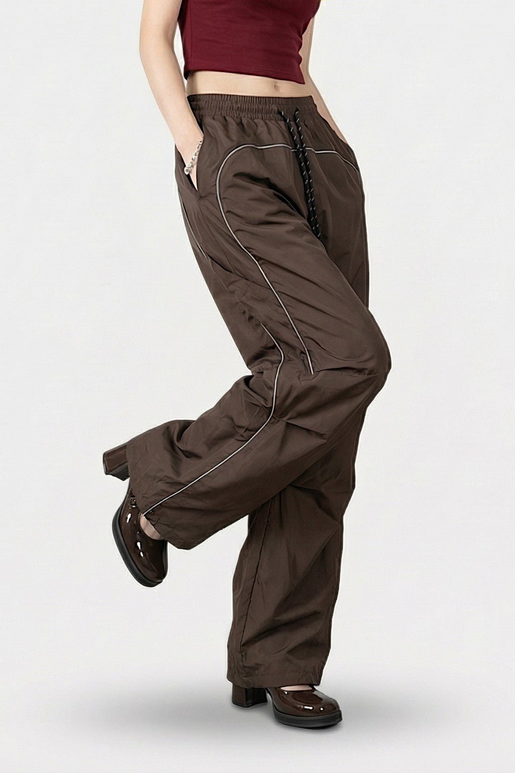 Pantalon parachute marron - y2k streetwear