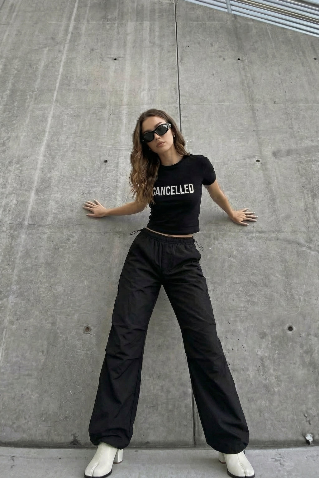 Pantalon parachute noir - y2k streetwear