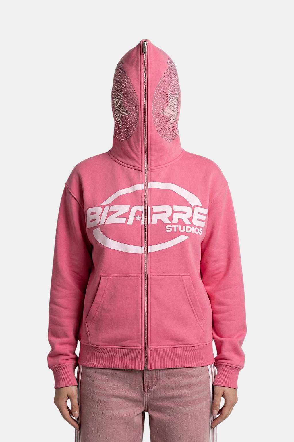 Pink full zip hoodie - y2k streetwear