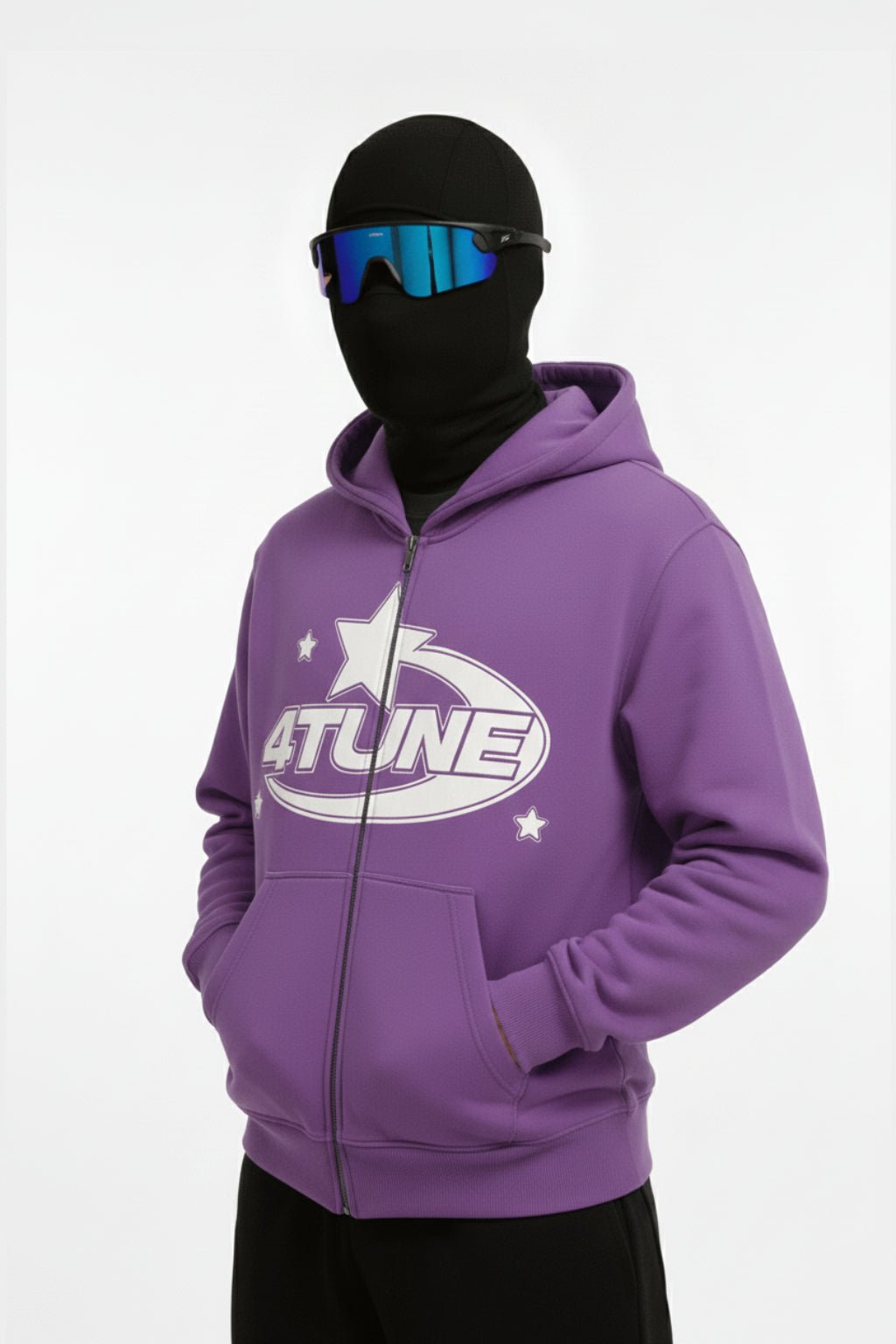 Purple full zip hoodie - y2k streetwear