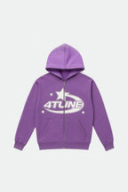 Purple full zip hoodie - y2k streetwear