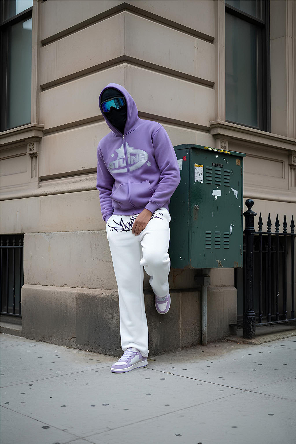Purple full zip hoodie - y2k streetwear