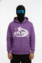 Purple full zip hoodie - y2k streetwear