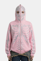 Rhinestone skeleton hoodie - y2k streetwear