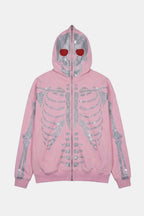 Rhinestone skeleton hoodie - y2k streetwear