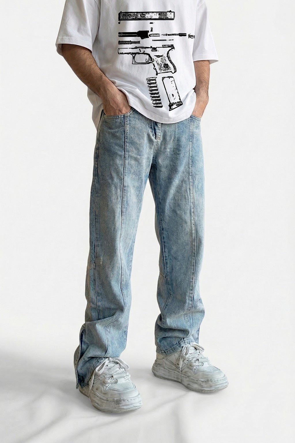 Stacked denim jeans men's - y2k streetwear