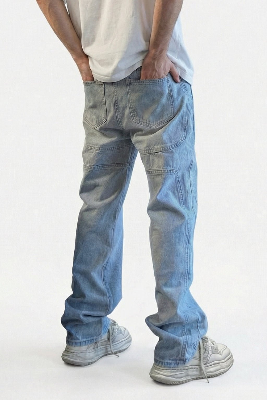 Stacked denim jeans men's - y2k streetwear