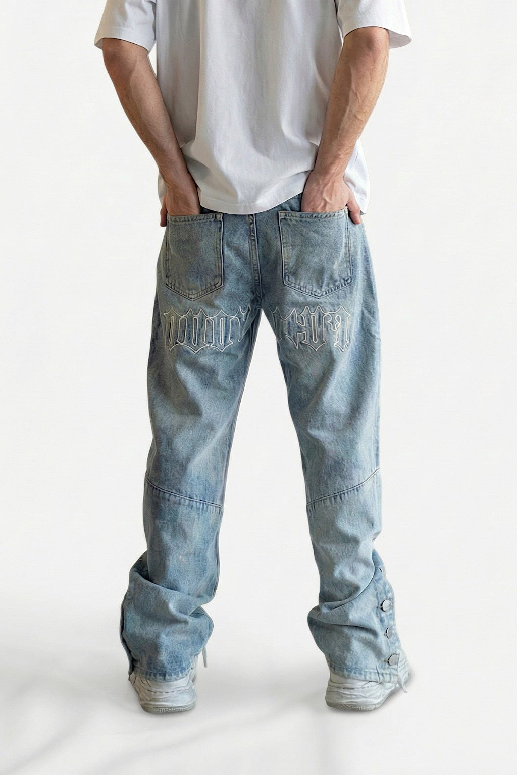 Stacked denim jeans men's - y2k streetwear