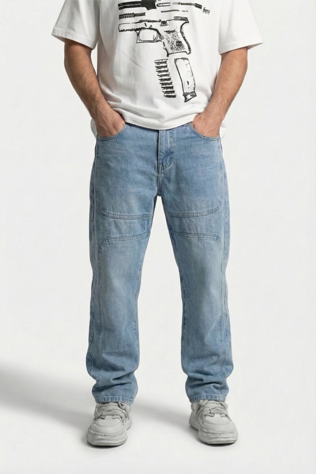 Stacked denim jeans men's - y2k streetwear