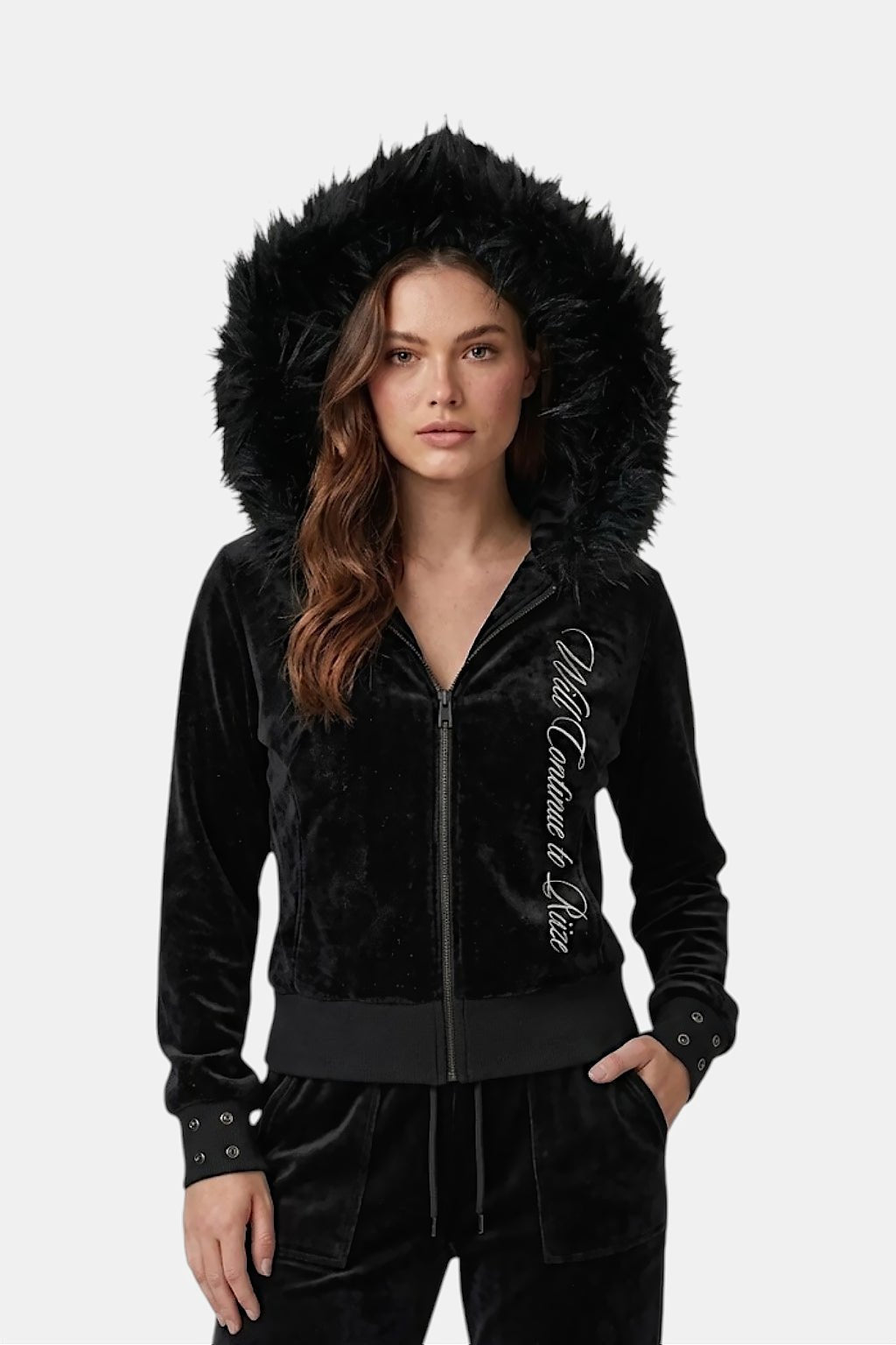 Suede fourrure hoodie - y2k streetwear