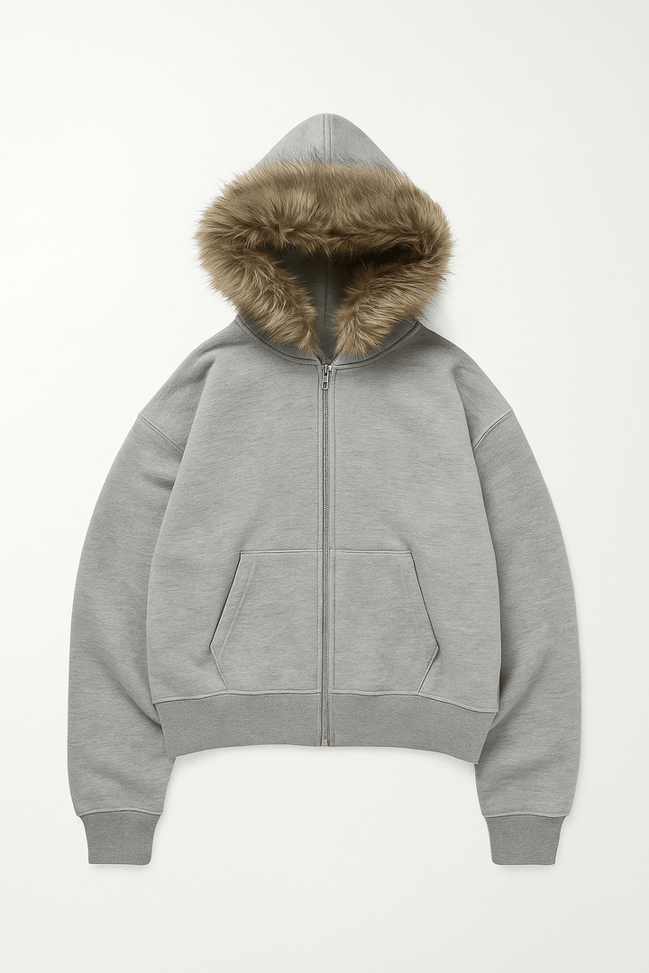 Fur hooded sweatshirt | Y2K Streetwear | y2k streetwear