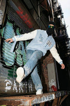 Varsity jacket bleu ciel - y2k streetwear