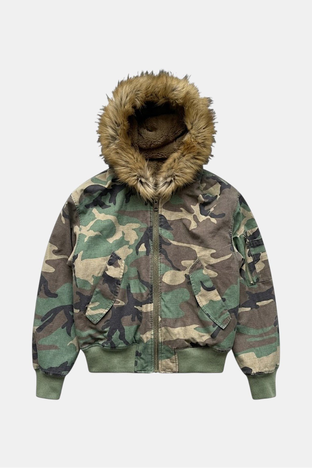Veste camouflage capuche fourrure - y2k streetwear