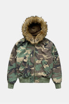 Veste camouflage capuche fourrure - y2k streetwear