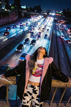 Veste cuir fourrure - y2k streetwear