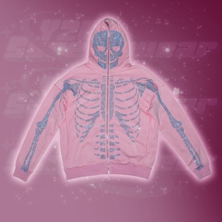 Rhinestone skeleton hoodie | Y2K Streetwear | y2k streetwear