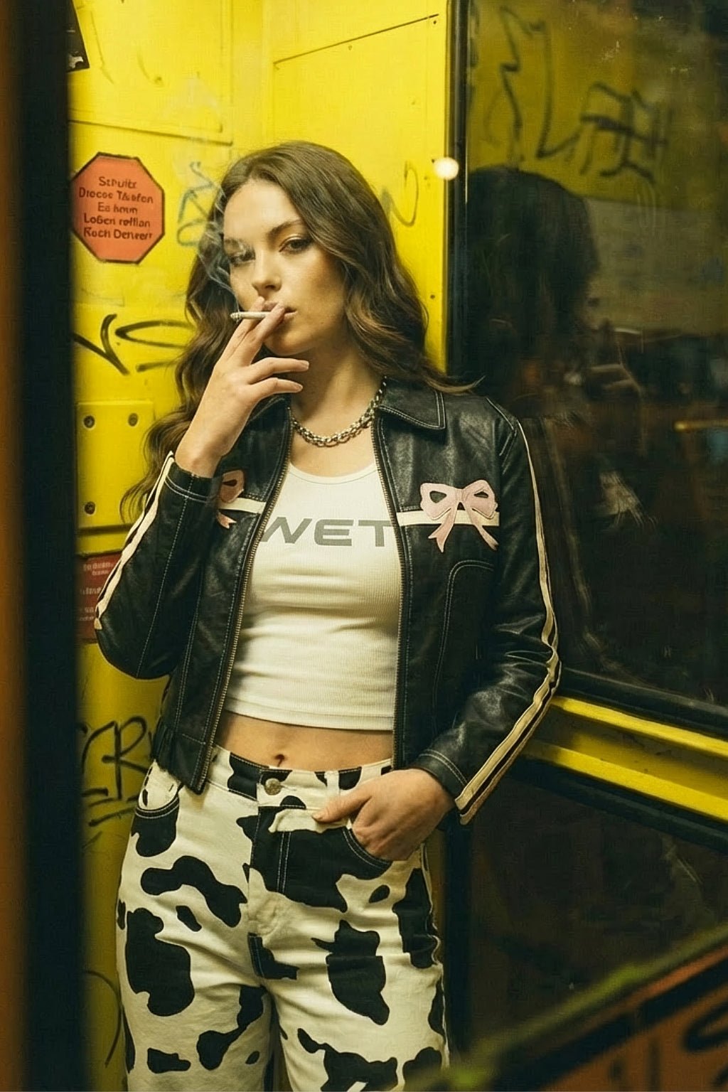 Veste noeud rose - y2k streetwear